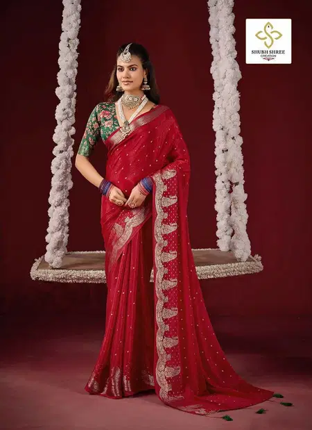 Tarang By Shubh Shree Chiffon Wedding Wear Saree Wholesale Shop In Surat
